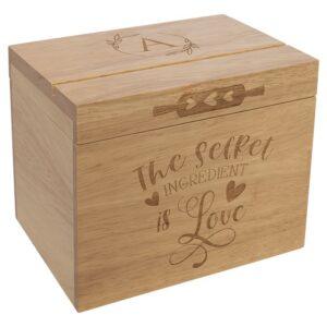 Personalized Recipe Box in Natural Wood - Recipe Box for 4" x 6" Cards