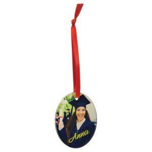 Sublimation Ornament Blanks - 2 1/4" x 3" Oval Acrylic Ornament with Red Ribbon