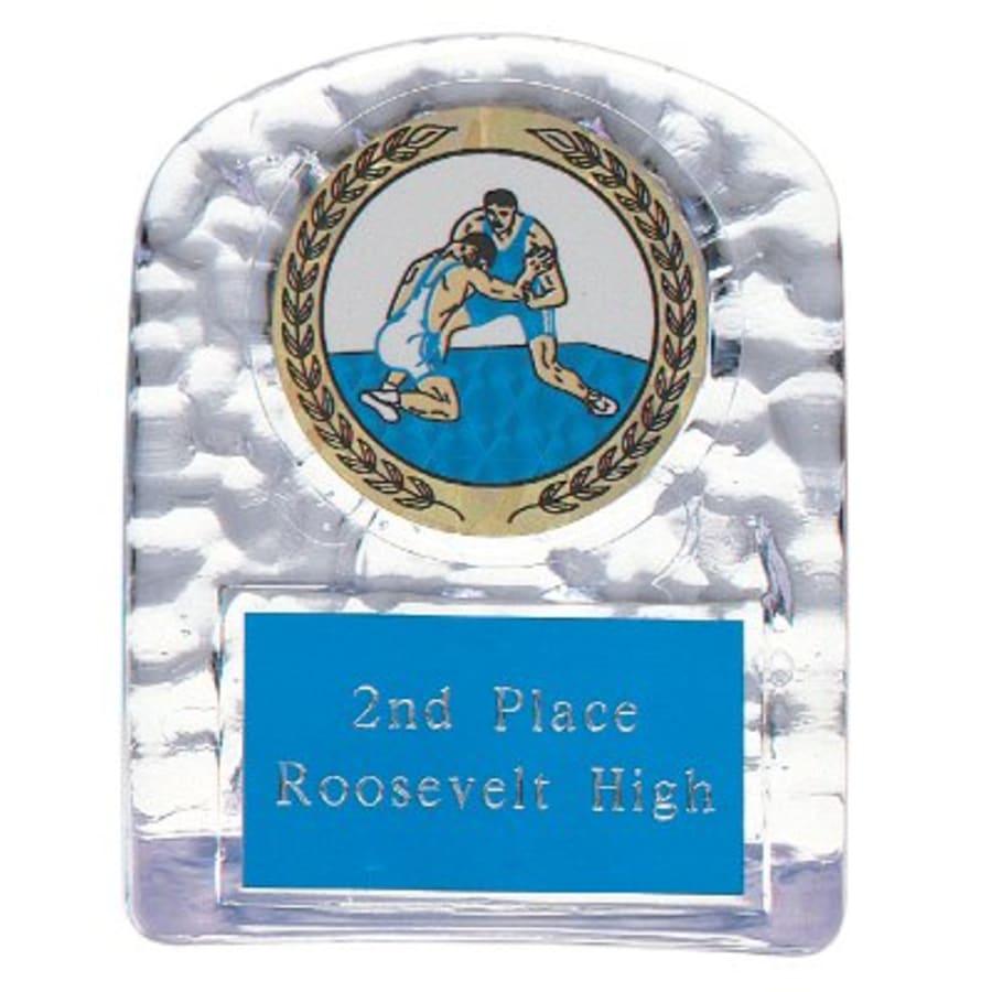 Sculpted Ice Acrylic Award Parts and Torch Stands - 4 1/4" Clear Arch Sculpted Ice