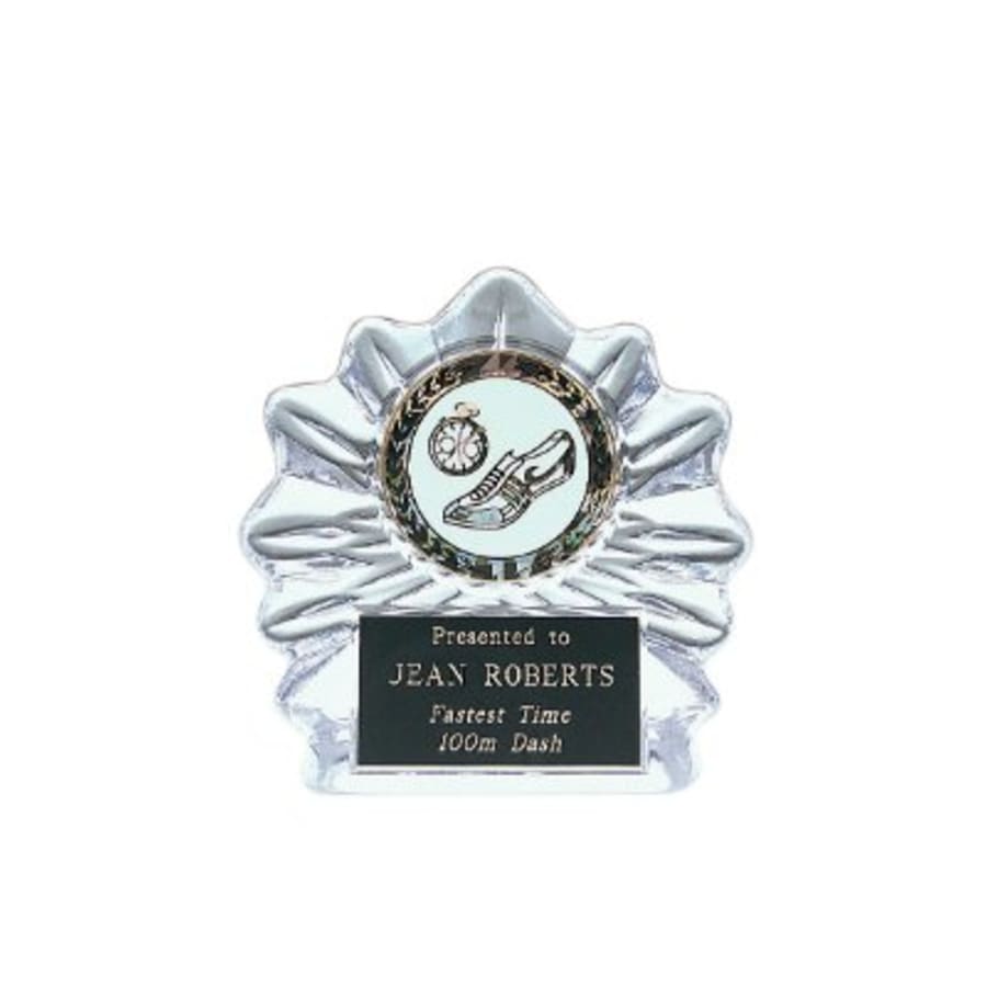 Sculpted Ice Acrylic Award Parts and Torch Stands - 4 1/4" Clear Flame Sculpted Ice