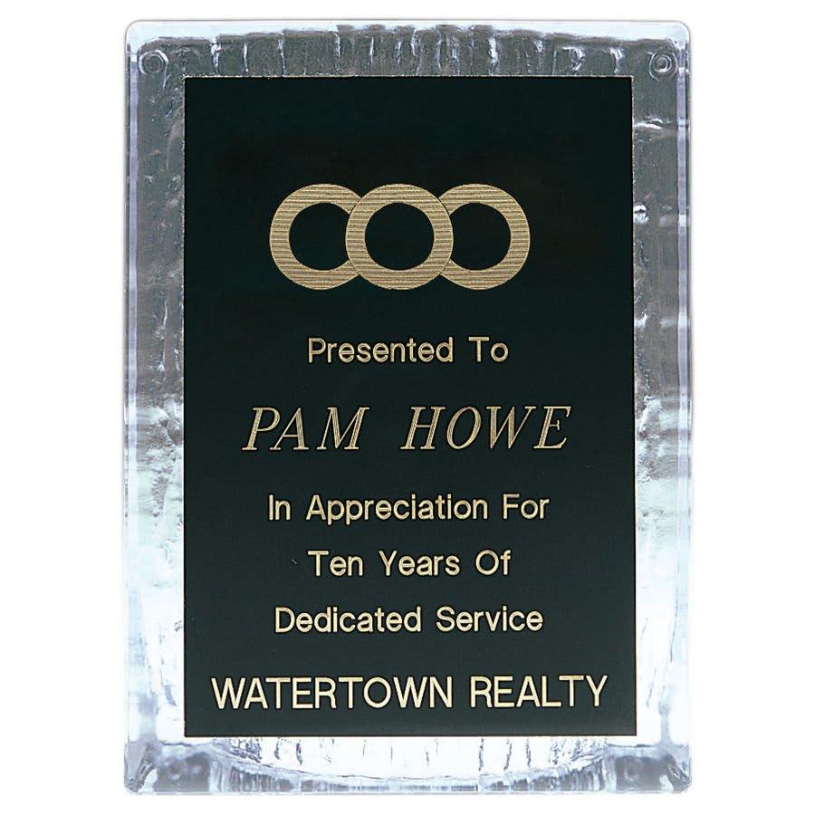 Sculpted Ice Acrylic Award Parts and Torch Stands - 4 7/8" x 6 3/4" Clear Sculpted Ice Standing Plaque