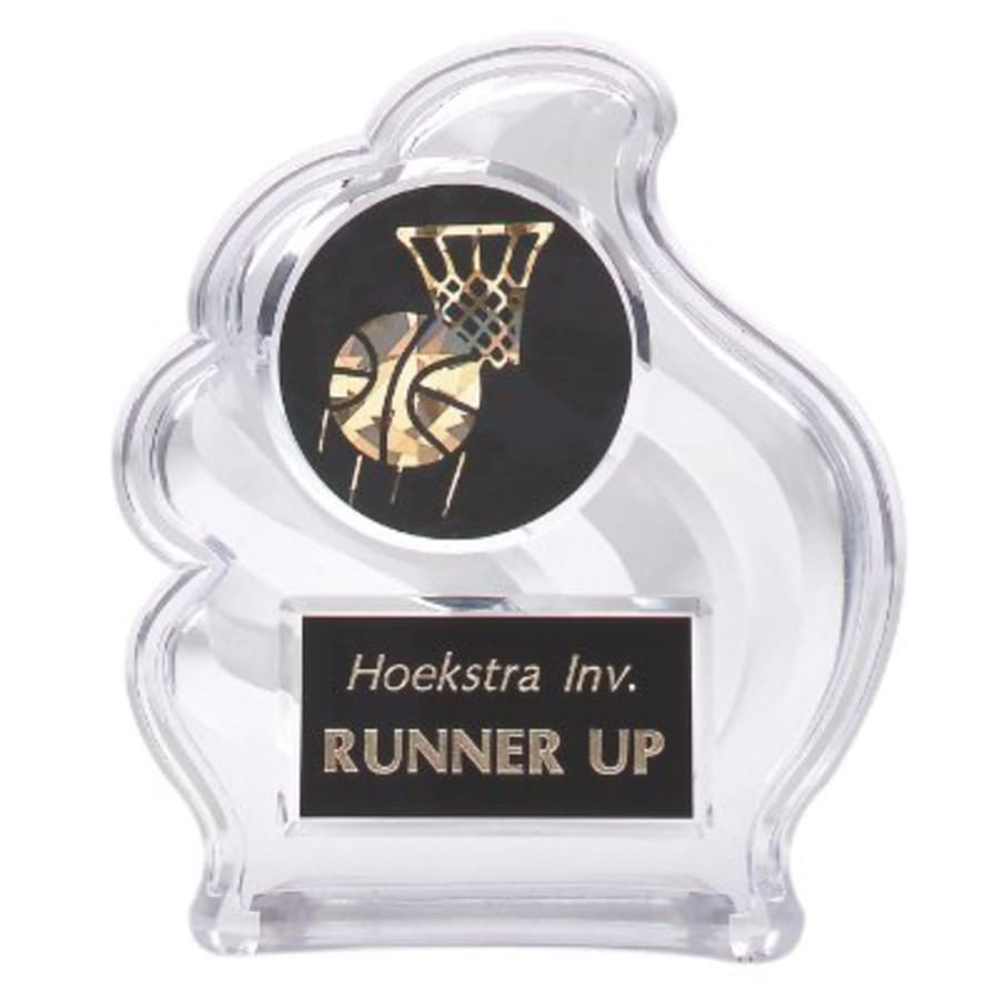 Sculpted Ice Acrylic Award Parts and Torch Stands - 5" Clear Wave Sculpted Ice