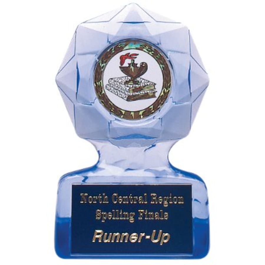 Sculpted Ice Acrylic Award Parts and Torch Stands - 6" Sapphire Blue Star Sculpted Ice