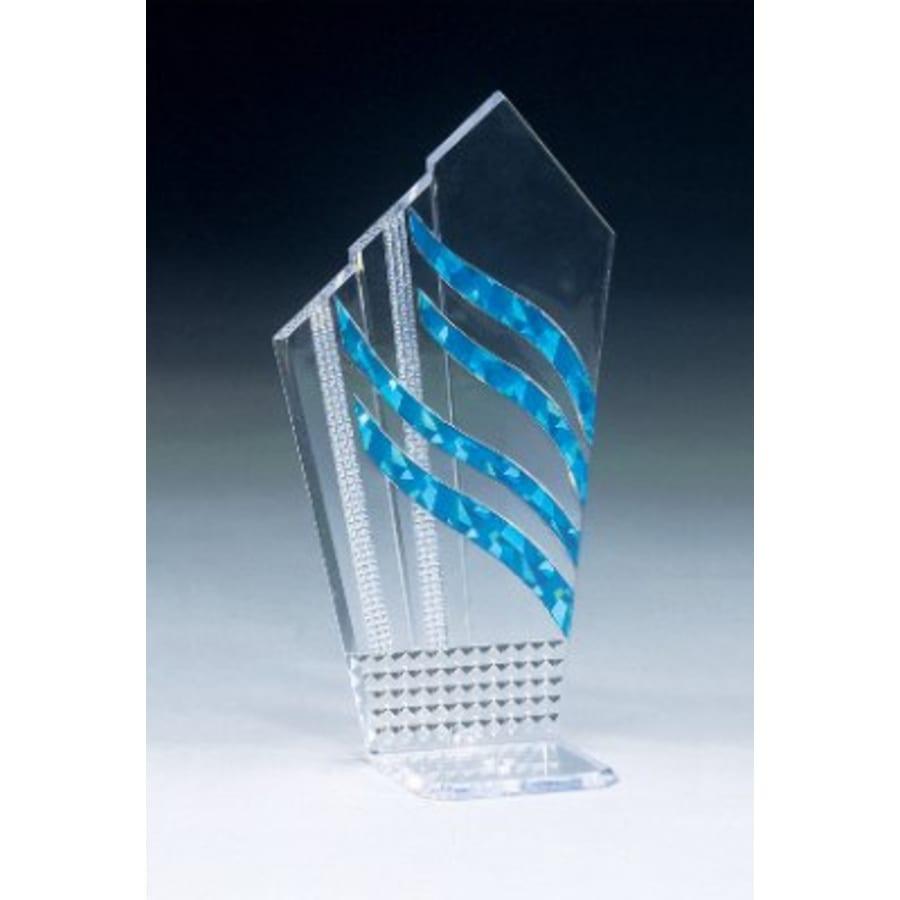 Sculpted Ice Acrylic Award Parts and Torch Stands - 7" Blue Diagonal Diamondback