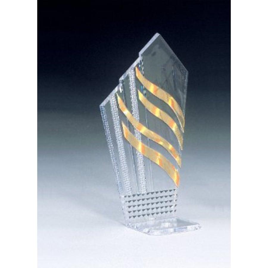 Sculpted Ice Acrylic Award Parts and Torch Stands - 7" Gold Diagonal Diamondback