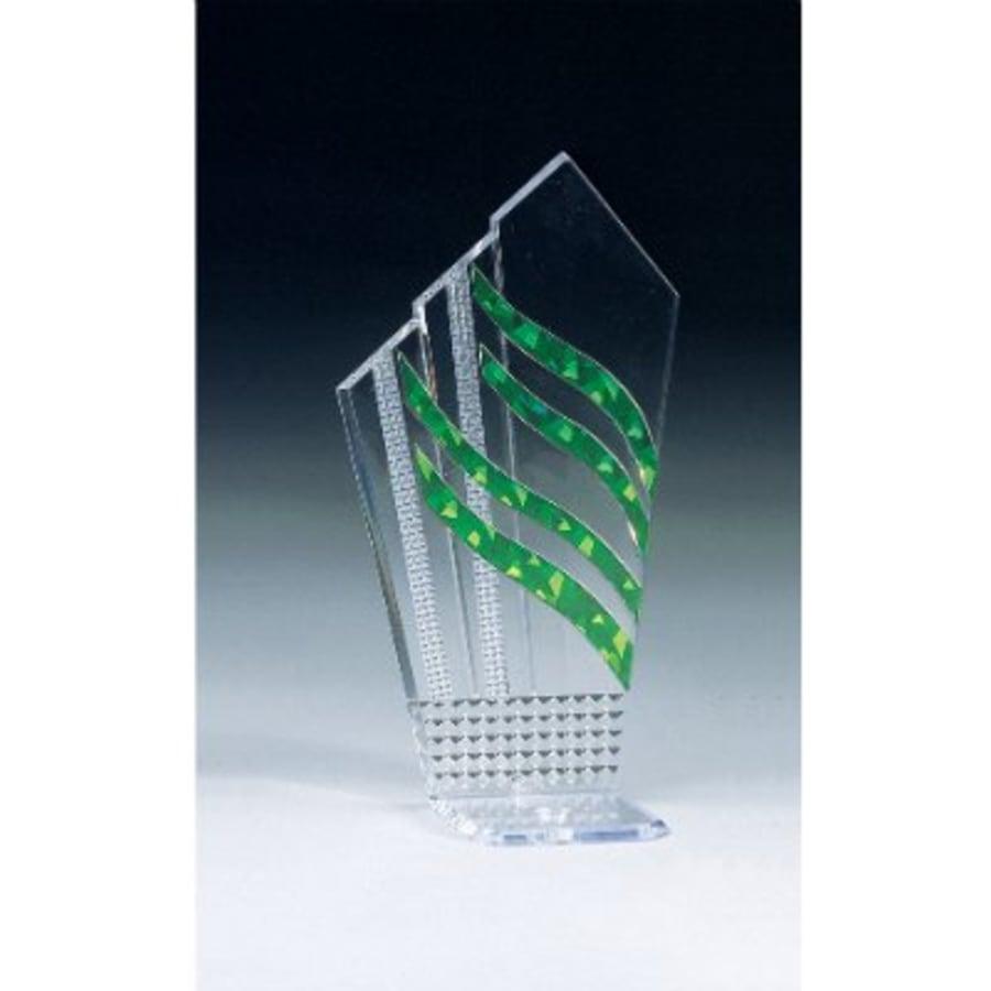 Sculpted Ice Acrylic Award Parts and Torch Stands - 7" Green Diagonal Diamondback