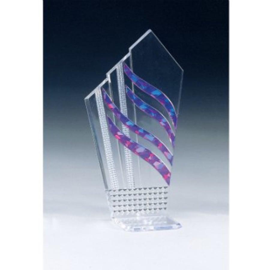 Sculpted Ice Acrylic Award Parts and Torch Stands - 7" Purple Diagonal Diamondback