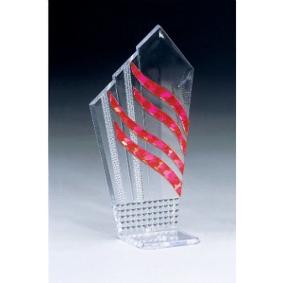 Sculpted Ice Acrylic Award Parts and Torch Stands - 7" Red Diagonal Diamondback