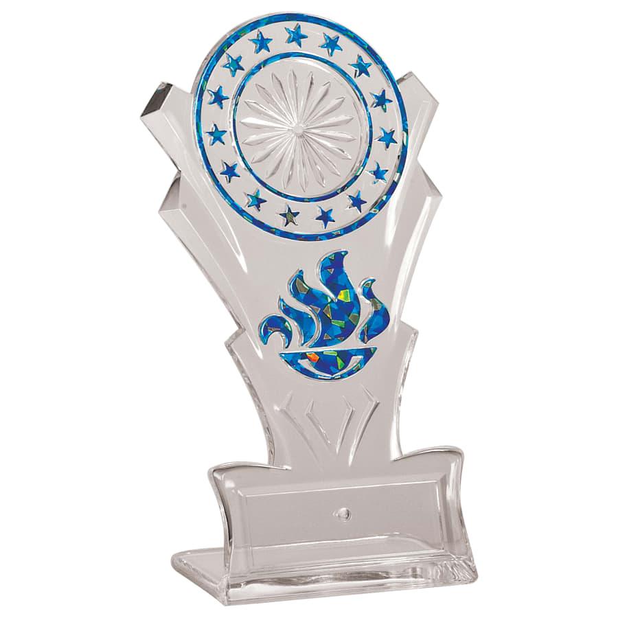 Sculpted Ice Acrylic Award Parts and Torch Stands - 8" Blue Star Torch Stand