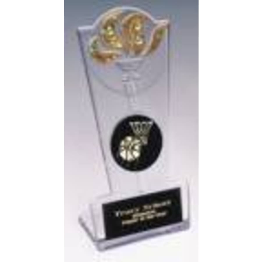 Sculpted Ice Acrylic Award Parts and Torch Stands - 8" Clear/Gold Torch Stand