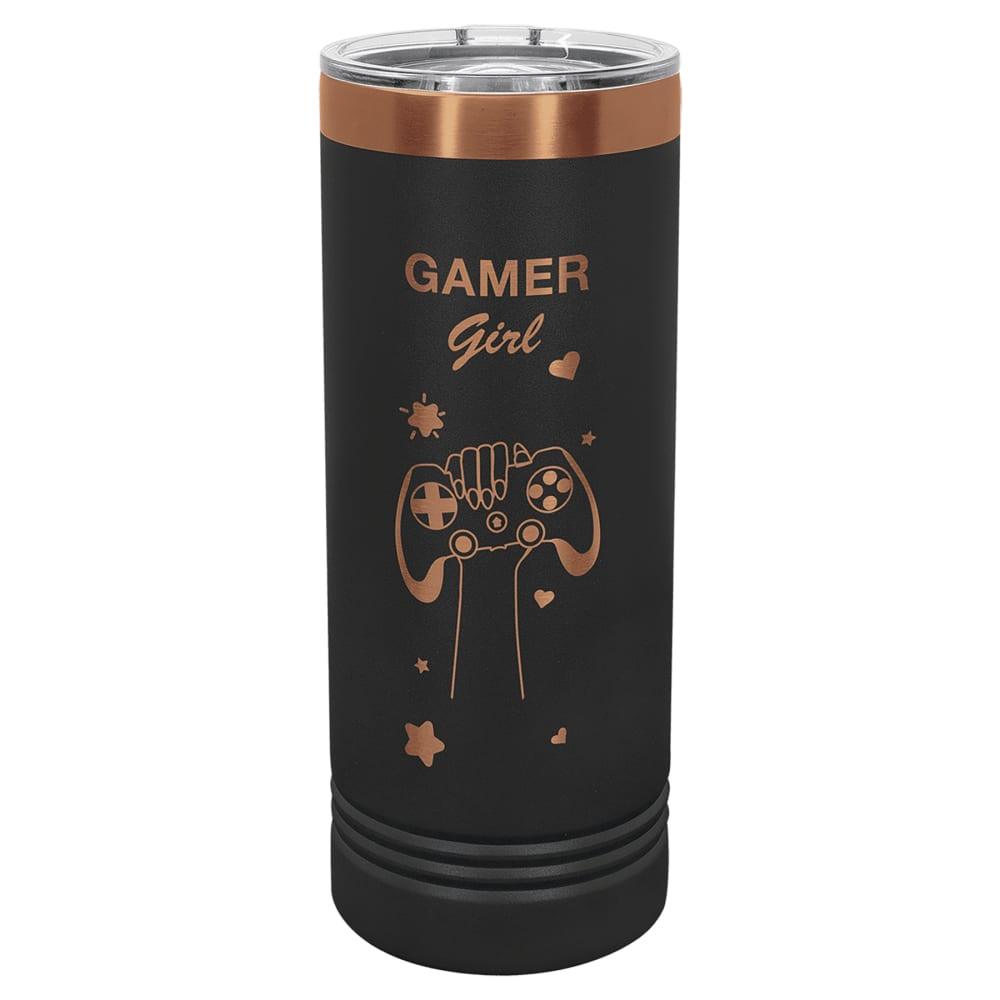 Personalized Polar Camel 22 oz. Skinny Tumbler - Black / Rose Gold