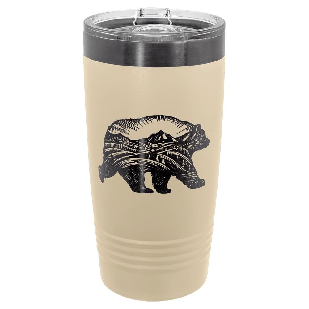 Personalized Polar Camel Tumbler with Slider Lid - 20 oz., Warm Sand / Ghost Black