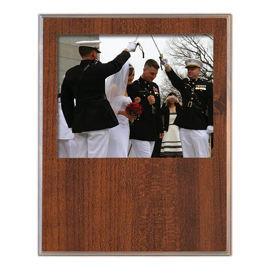 Standup Plaques, Slide-In Frame Plaques and Post Set Bases - 11 1/2" x 15" Value Cherry Finish Slide-In Frame Plaque with 10" x 8" Window