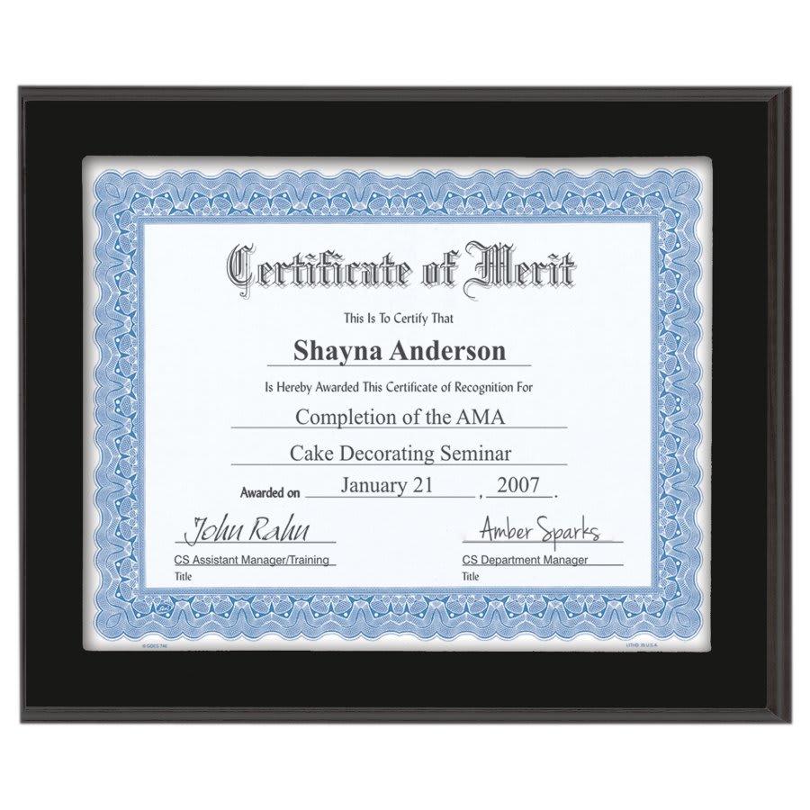 Standup Plaques, Slide-In Frame Plaques and Post Set Bases - 12" x 10" Value Matte Black Finish Slide-In Frame Plaque 10" x 8" Window