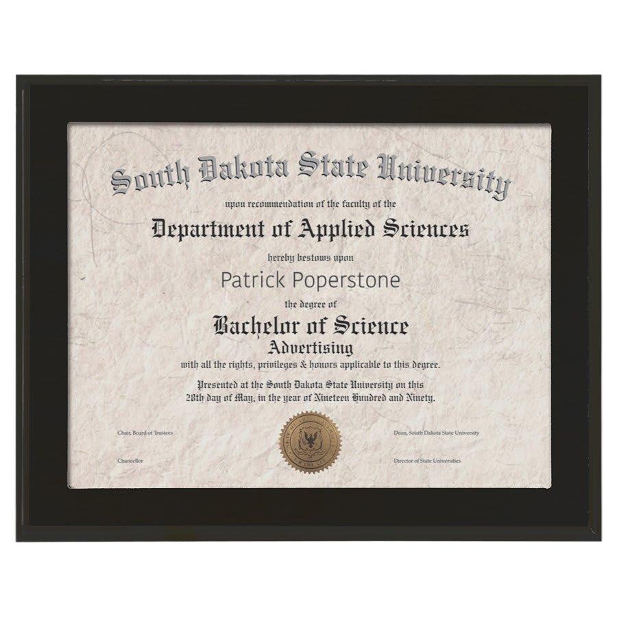 Standup Plaques, Slide-In Frame Plaques and Post Set Bases - 13" x 10 1/2" Value Matte Black Finish Slide-In Plaque w/ 11" x 8 1/2" Window