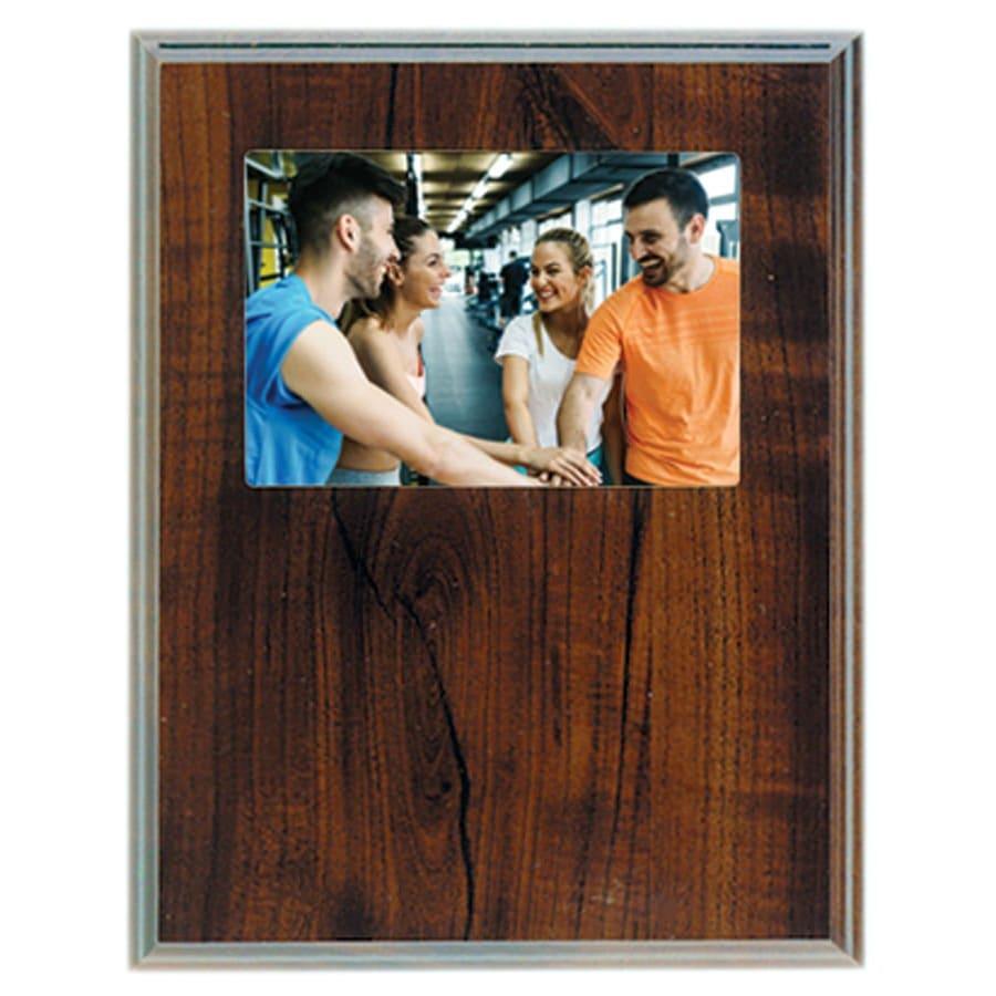 Standup Plaques, Slide-In Frame Plaques and Post Set Bases - 7" x 9" Cherry Finish Slide-In Frame Plaque with 5" x 3 1/2" Window