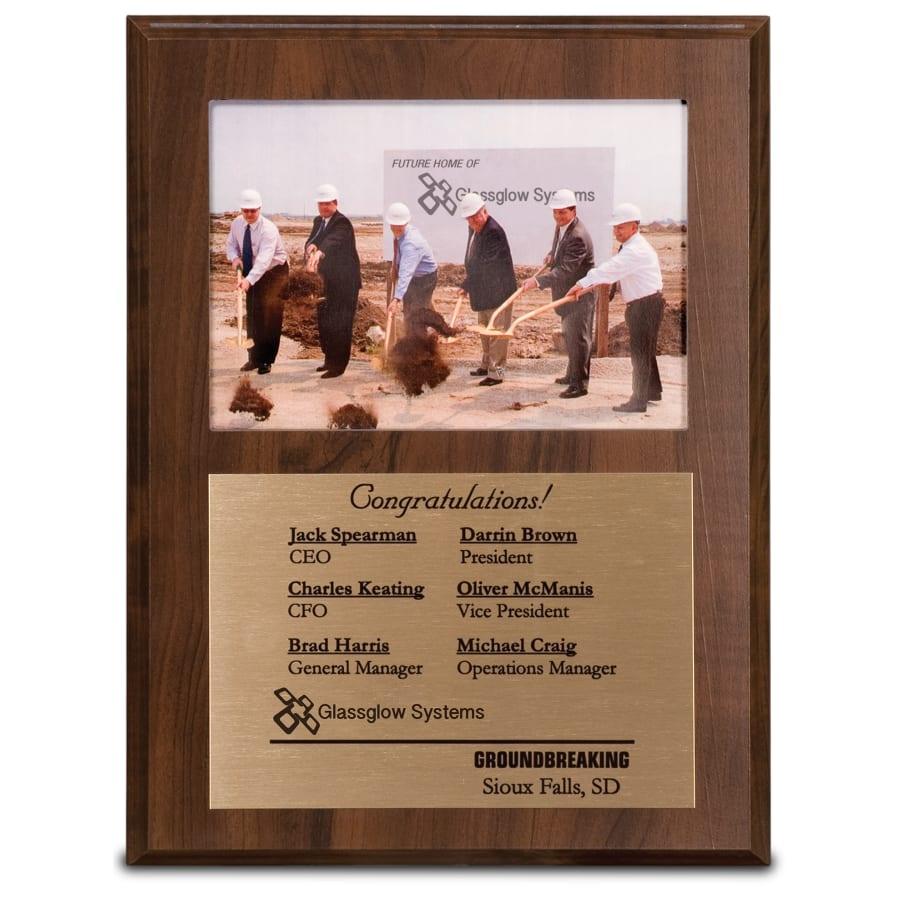 Standup Plaques, Slide-In Frame Plaques and Post Set Bases - 8" x 10" Cherry Finish Slide-In Frame Plaque with 6" x 4" Window