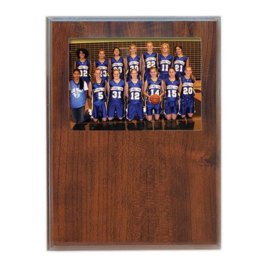 Standup Plaques, Slide-In Frame Plaques and Post Set Bases - 8" x 10" Value Cherry Finish Slide-In Frame Plaque with 6" x 4" Window
