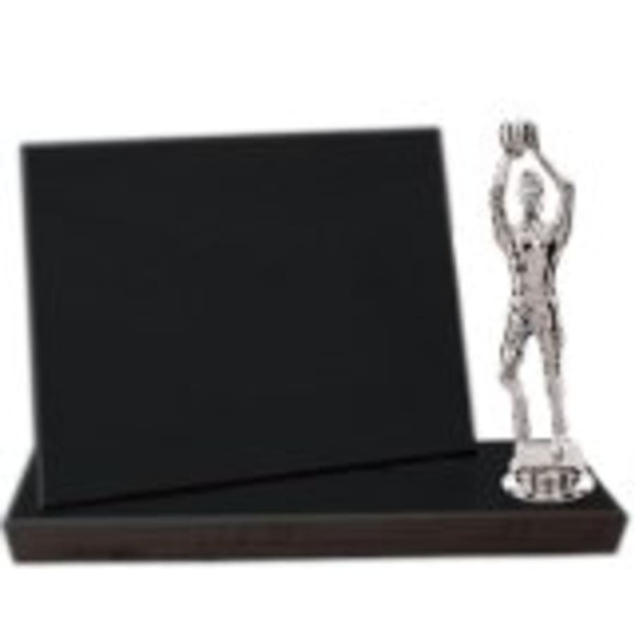 Standup Plaques, Slide-In Frame Plaques and Post Set Bases - 8" x 6" Value Black Finish Standup Plaque