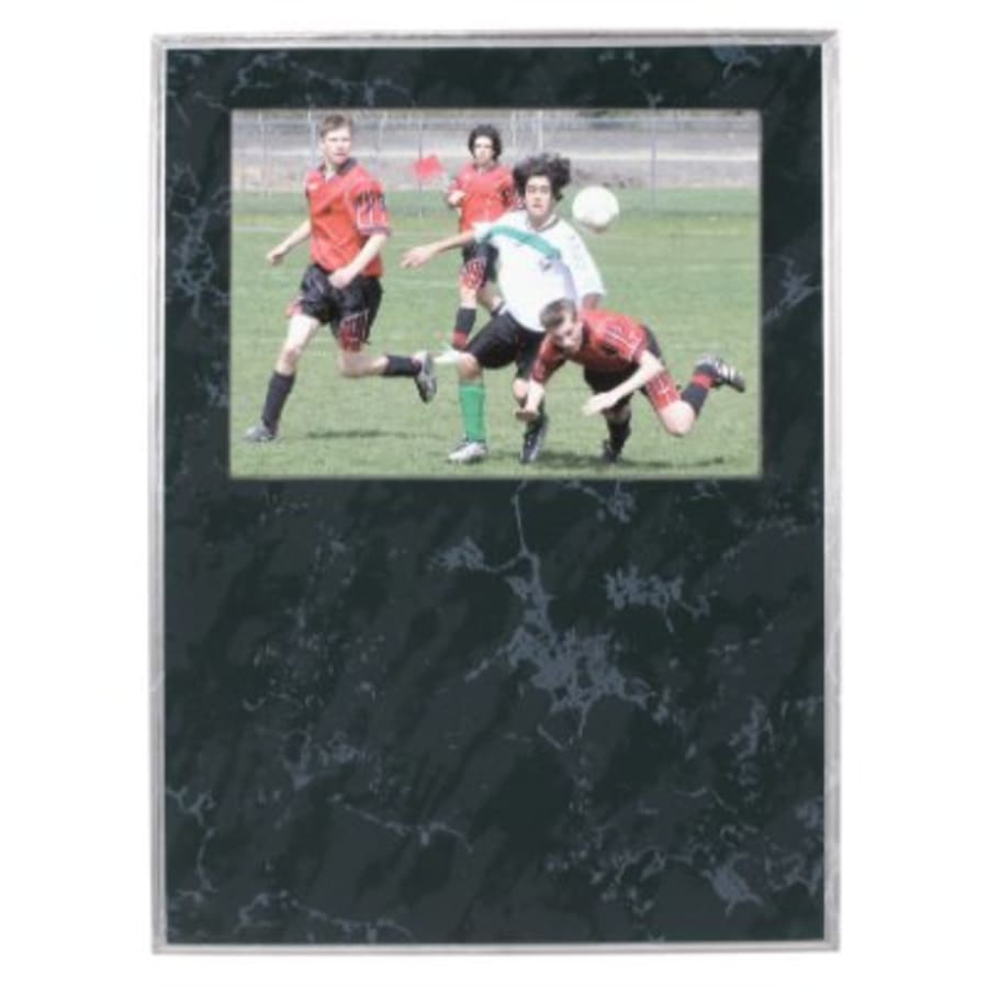 Standup Plaques, Slide-In Frame Plaques and Post Set Bases - 9" x 12" Black Marble Finish Slide-In Frame Plaque with 7" x 5" Window