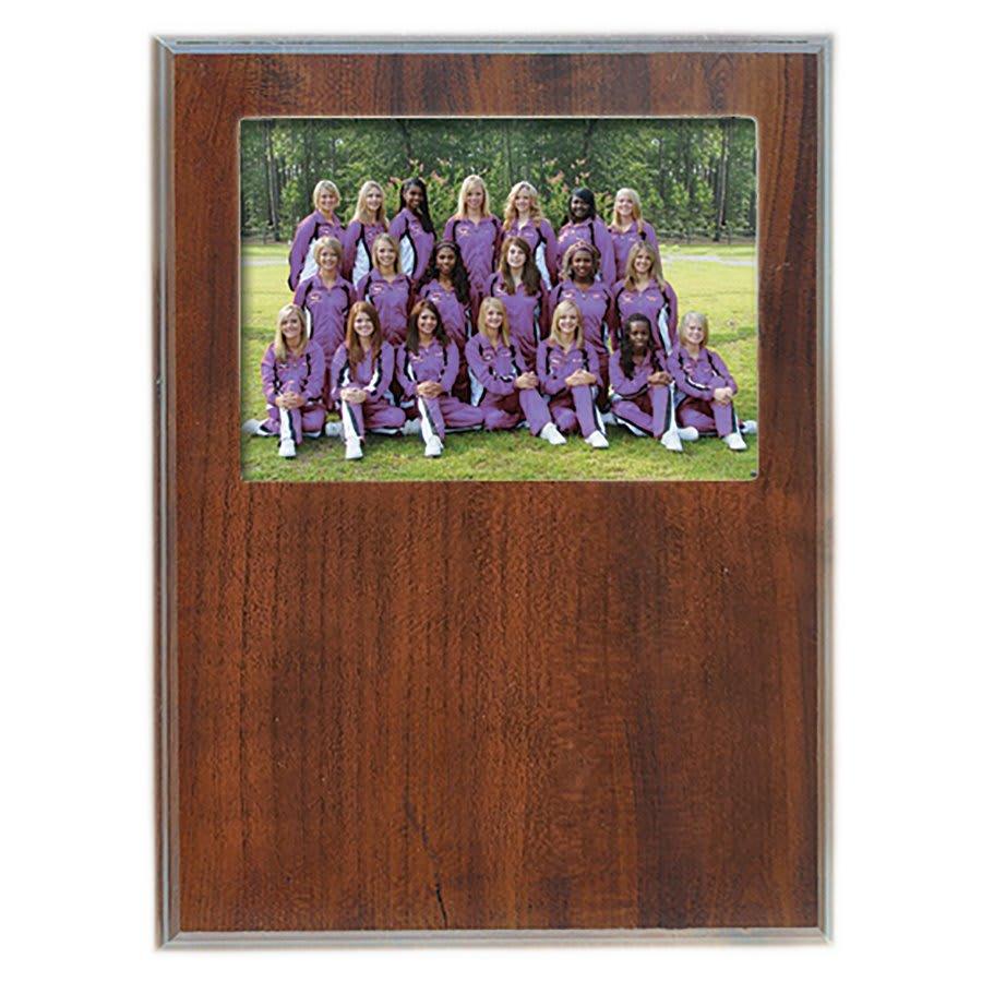 Standup Plaques, Slide-In Frame Plaques and Post Set Bases - 9" x 12" Value Cherry Finish Slide-In Frame Plaque with 7" x 5" Window
