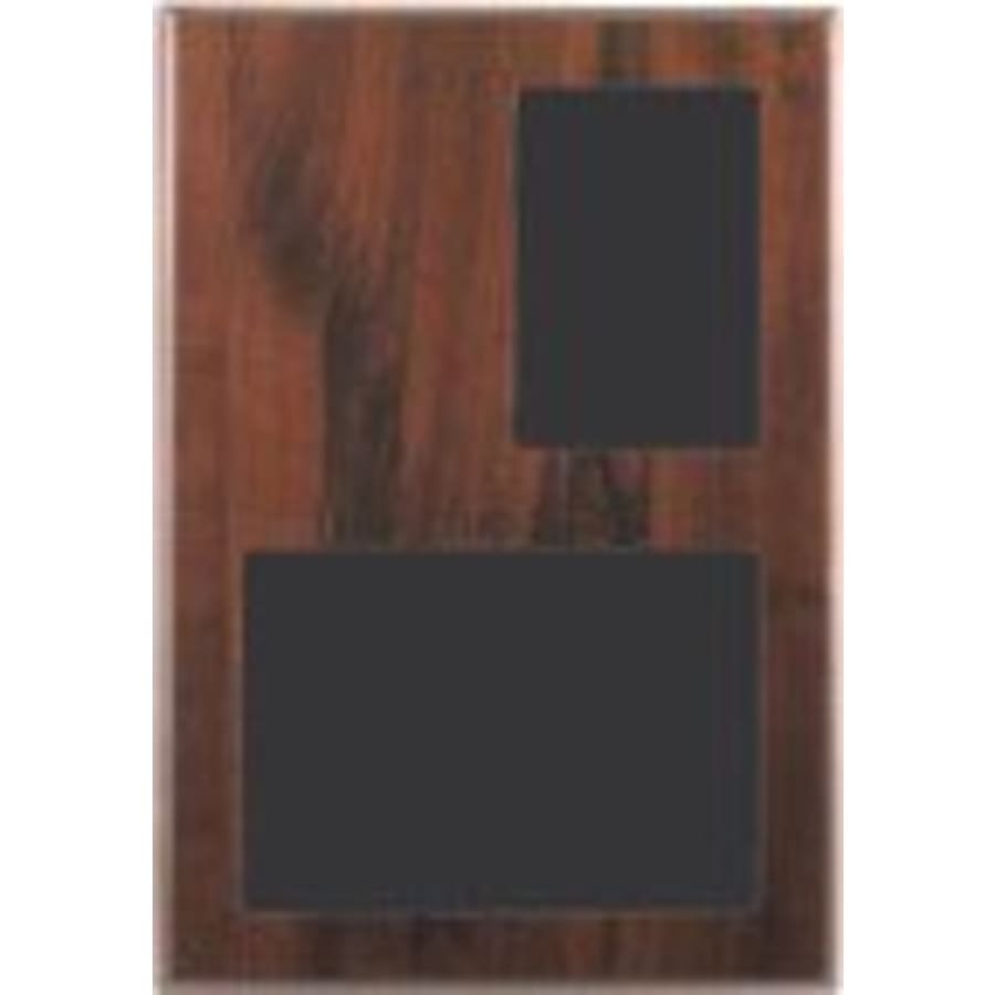 Standup Plaques, Slide-In Frame Plaques and Post Set Bases - 9" x 13" Cherry Finish Slide-In Frame Plaque with 3 1/2" x 5" & 7" x 5" Windows