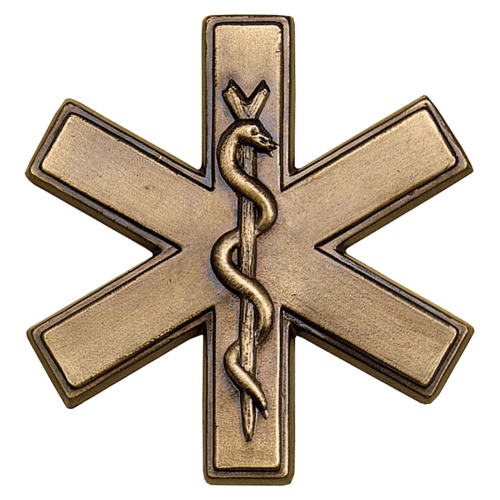 Personalized Star of Life Plaque, EMT & Paramedic Award – 5 inch antique bronze Star of Life casting
