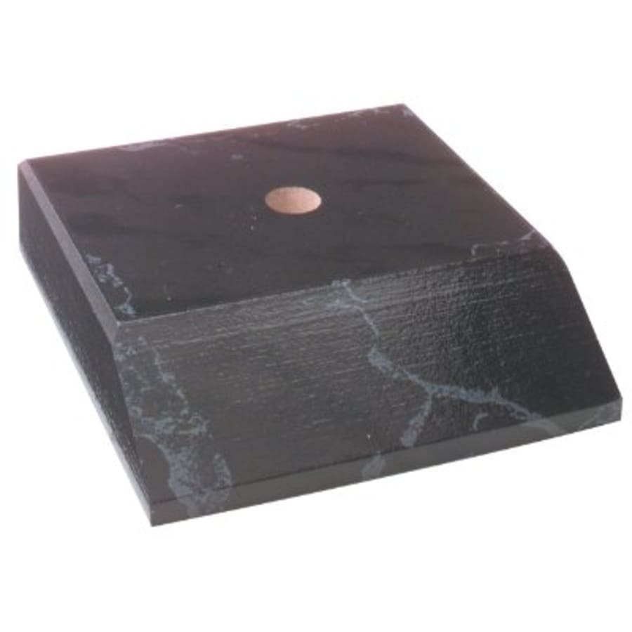 Trophy Marble Bases, Black and White (Packs of 10, 25 or 50) - 3 1/8" x 3" Black Marble Finish Centerhole Countersunk Slant Front Trophy Base