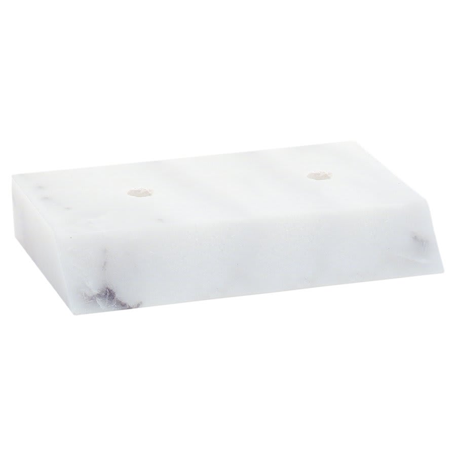 Trophy Marble Bases, Black and White (Packs of 10, 25 or 50) - 3 1/8" x 5" 2-Hole Countersunk White Slant Front Trophy Marble