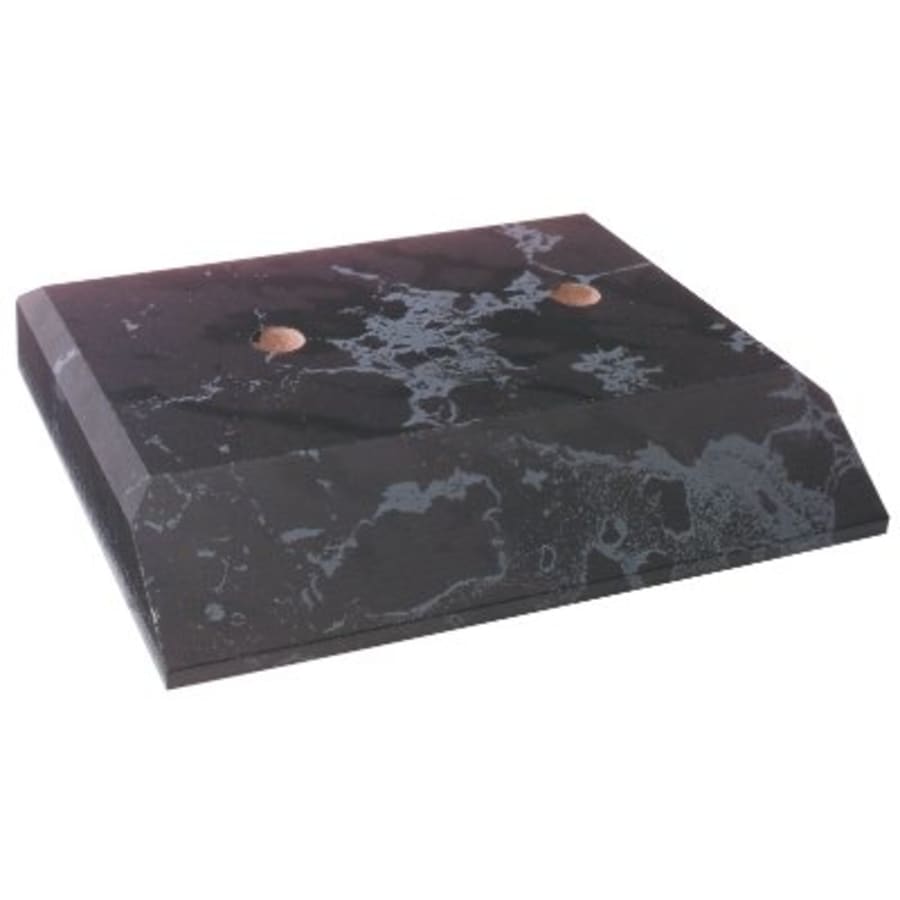 Trophy Marble Bases, Black and White (Packs of 10, 25 or 50) - 3 3/4" x 4 3/4" Black Marble Finish 2 Hole Countersunk Slant Front Trophy Base