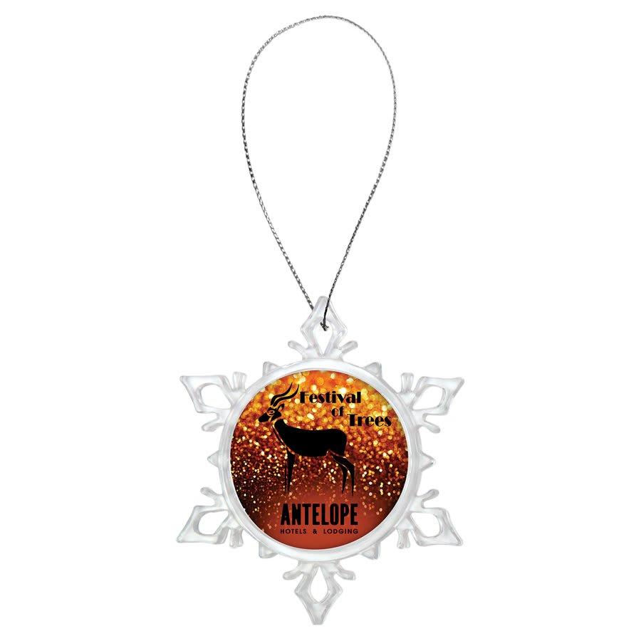 Trophy Plaque Mount Holders for 2" Inserts (Packs) - 3 5/8" Snowflake Ornament with 2" Insert Holder & Silver String (Insert Not Included)