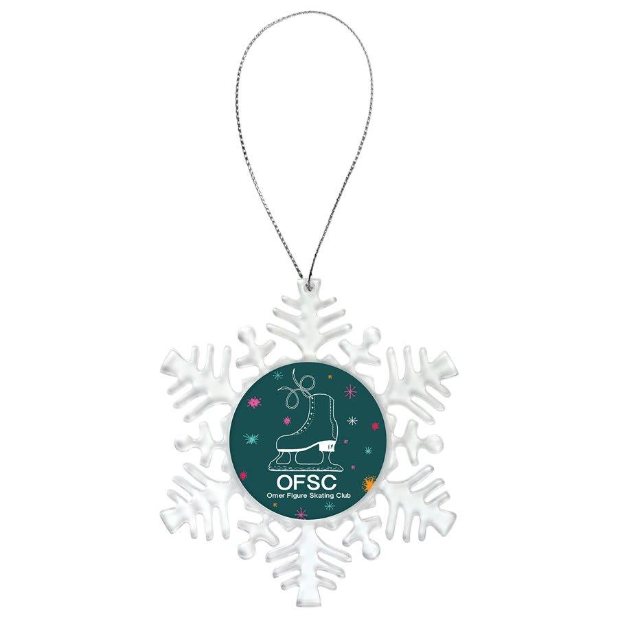 Trophy Plaque Mount Holders for 2" Inserts (Packs) - 4 1/8" Snowflake Ornament with 2" Insert Holder & Silver String (Insert is not included)