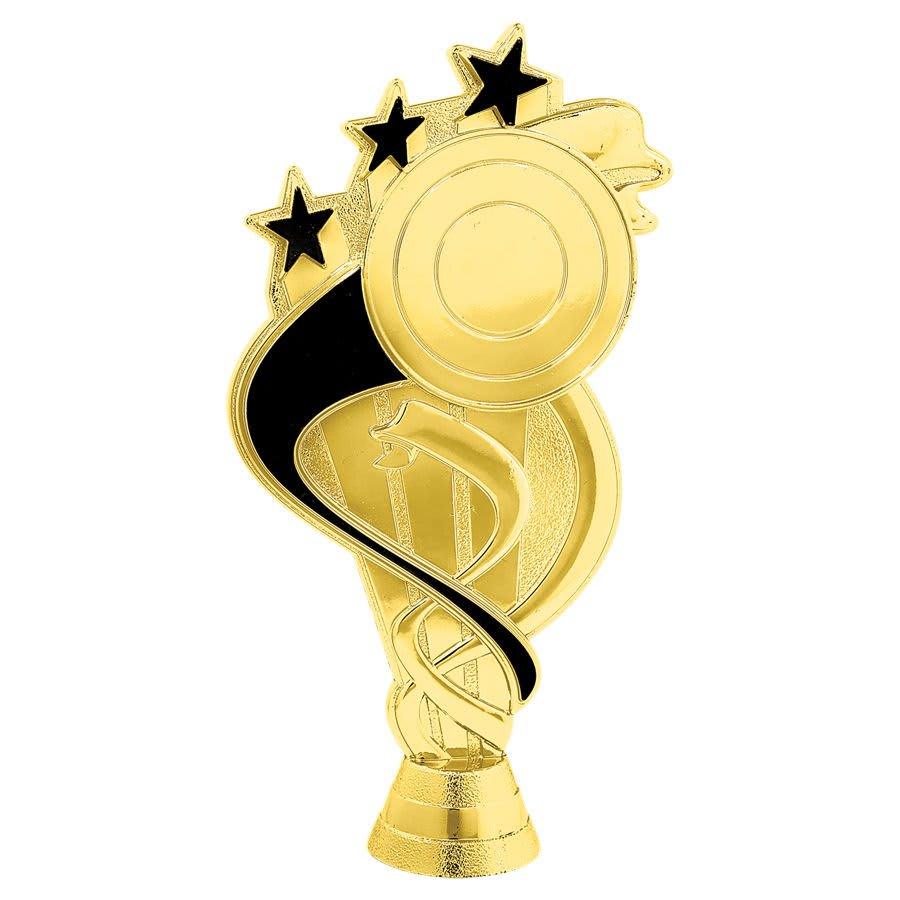 Trophy Plaque Mount Holders for 2" Inserts (Packs) - 6 1/4" Black/Gold Star Ribbon 2" Insert Holder