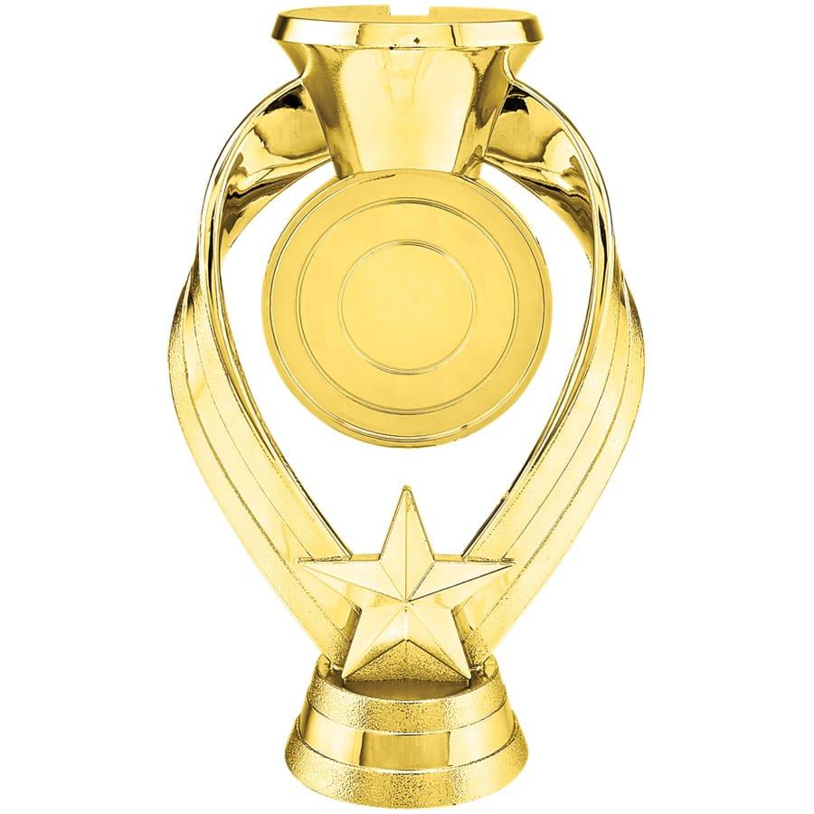 Trophy Plaque Mount Holders for 2" Inserts (Packs) - 6" Gold Ribbon 2" Insert Holder Riser