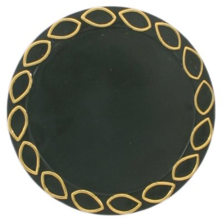 Trophy Risers and 2" Insert Holders (Packs) - 2 1/2" Black/Gold Plaque Mount with 2" Insert Holder