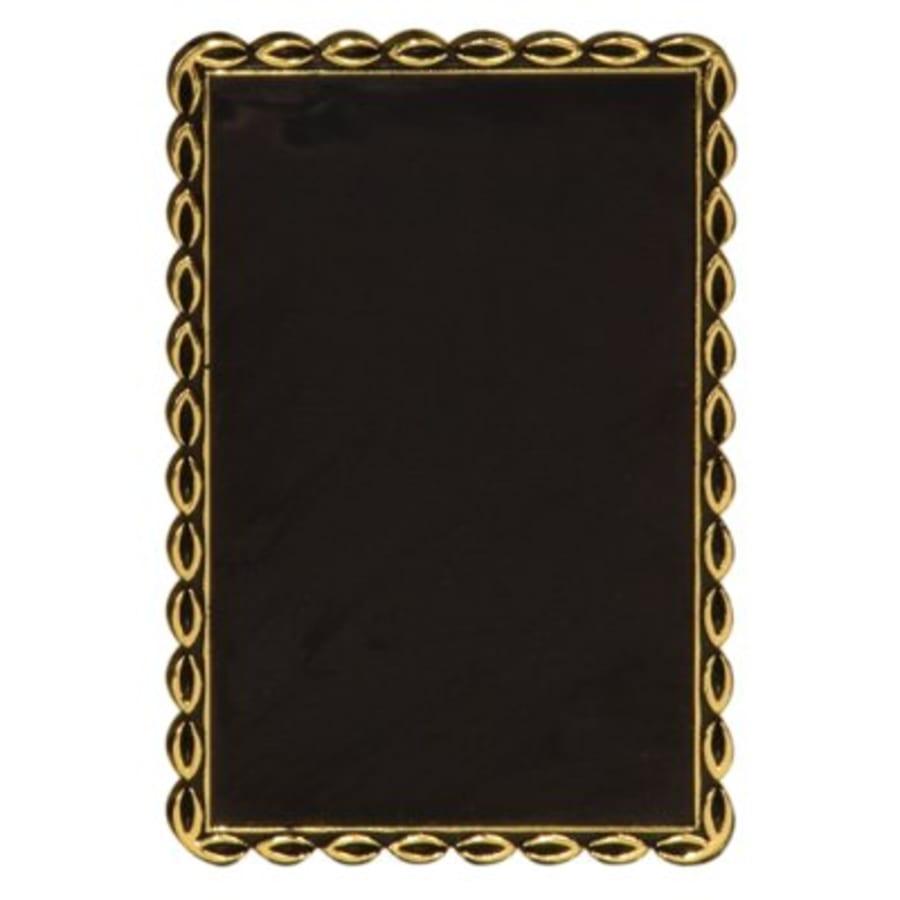 Trophy Risers and 2" Insert Holders (Packs) - 2 5/8" x 4" Rectangular Black/Gold Plaque Mount Insert Holder