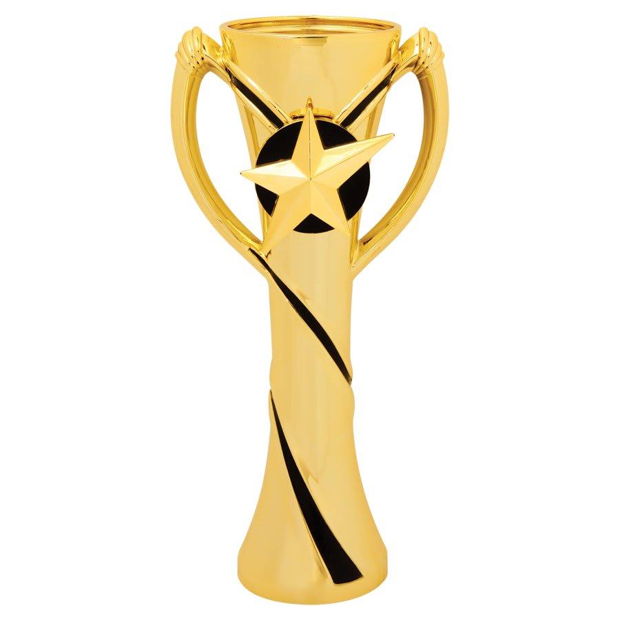 Trophy Risers and 2" Insert Holders (Packs) - 6 1/4" Black/Gold Riser with Star