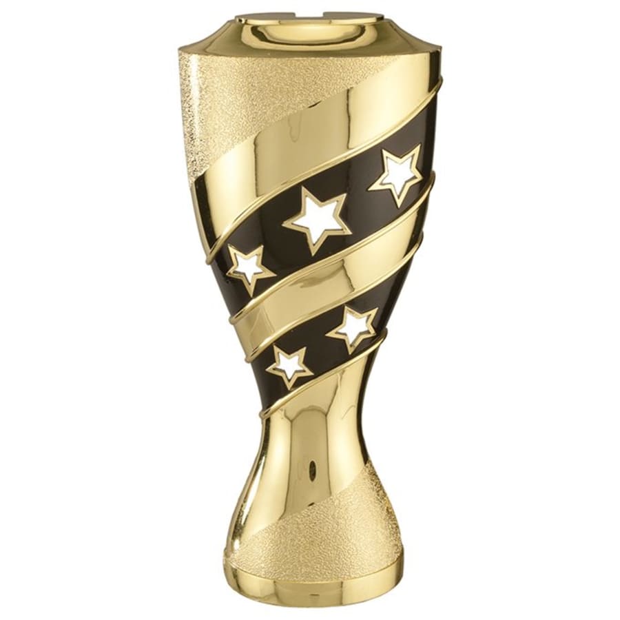 Trophy Risers and 2" Insert Holders (Packs) - 6" Gold/Black 5-Open Stars Riser