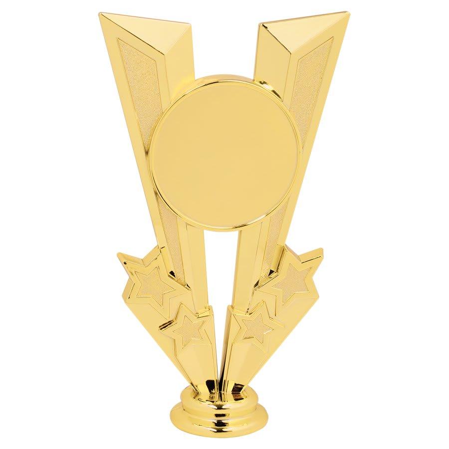 Trophy Risers and 2" Insert Holders (Packs) - 6" Gold "V" Figure with 2" Insert Holder