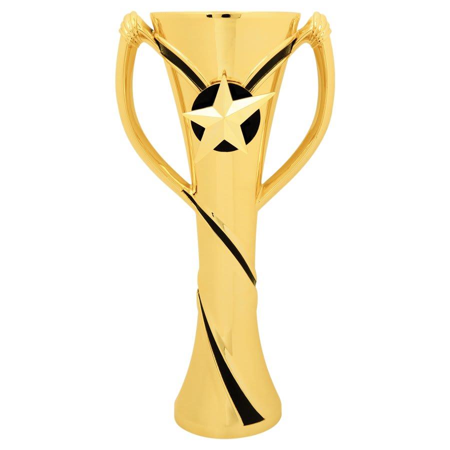 Trophy Risers and 2" Insert Holders (Packs) - 7 3/4" Black/Gold Riser with Star