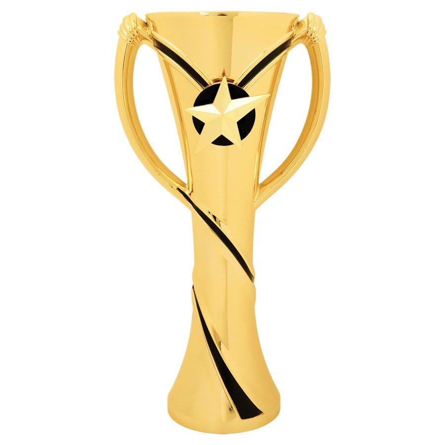 Trophy Risers and 2" Insert Holders (Packs) - 8 1/2" Black/Gold Riser with Star