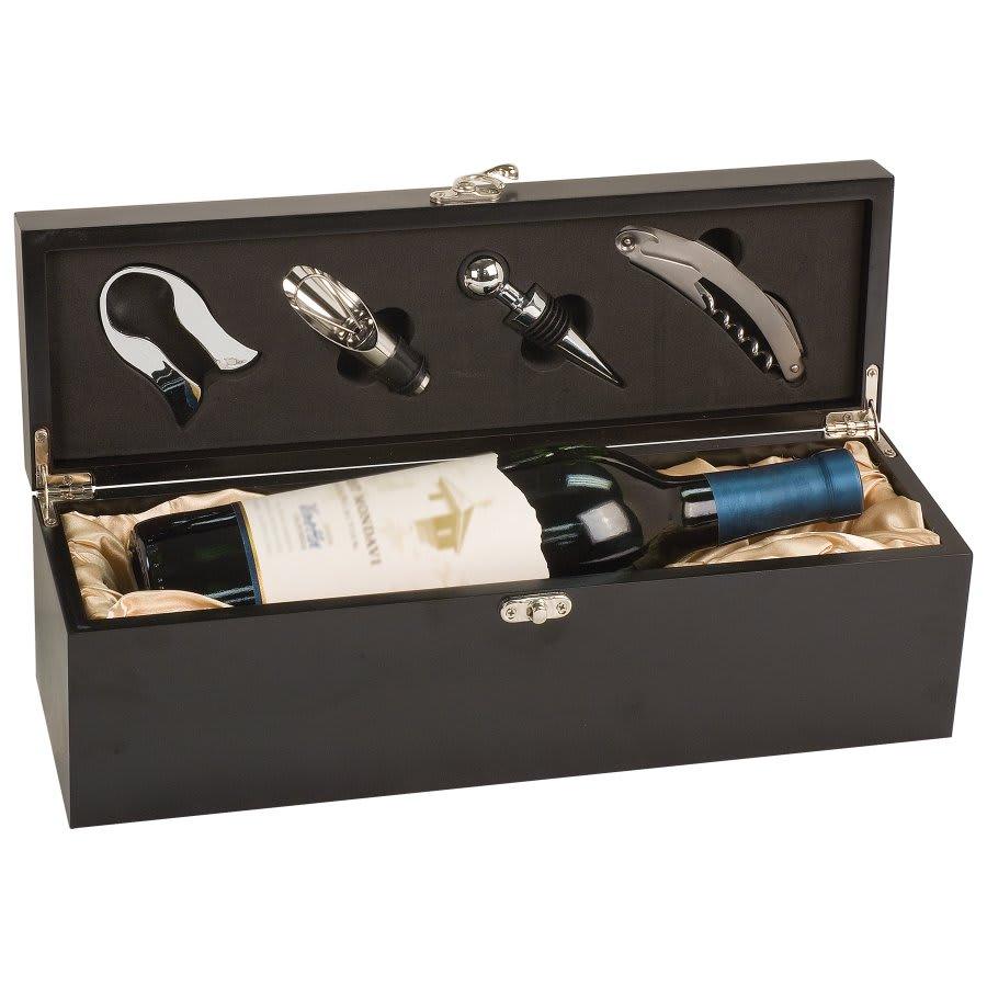 Personalized Wine Box with Tools, Engraved - Matte Black